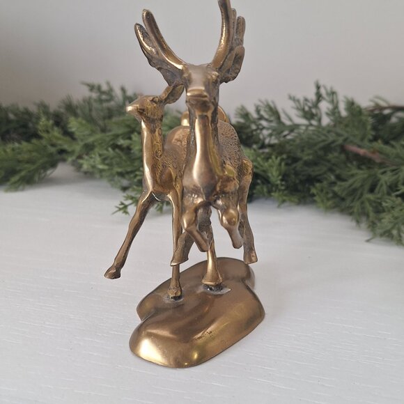 Vintage brass deer / reindeer statue figurine 2 - Picture 3 of 7